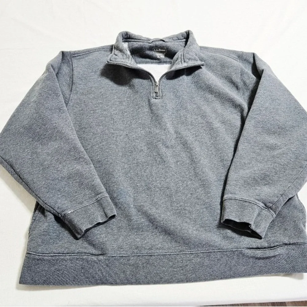 LL‎ Bean Mens Quarter Zip Sweatshirt Pullover Sweater Outdoor Gorpcore Gray XL