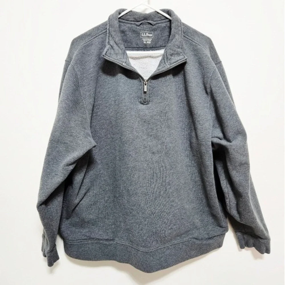 LL‎ Bean Mens Quarter Zip Sweatshirt Pullover Sweater Outdoor Gorpcore Gray XL