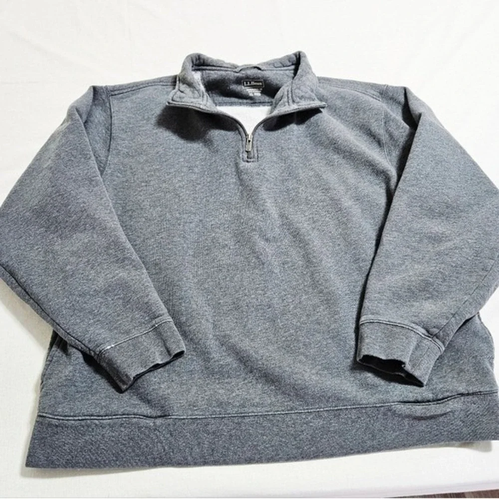 LL‎ Bean Mens Quarter Zip Sweatshirt Pullover Sweater Outdoor Gorpcore Gray XL