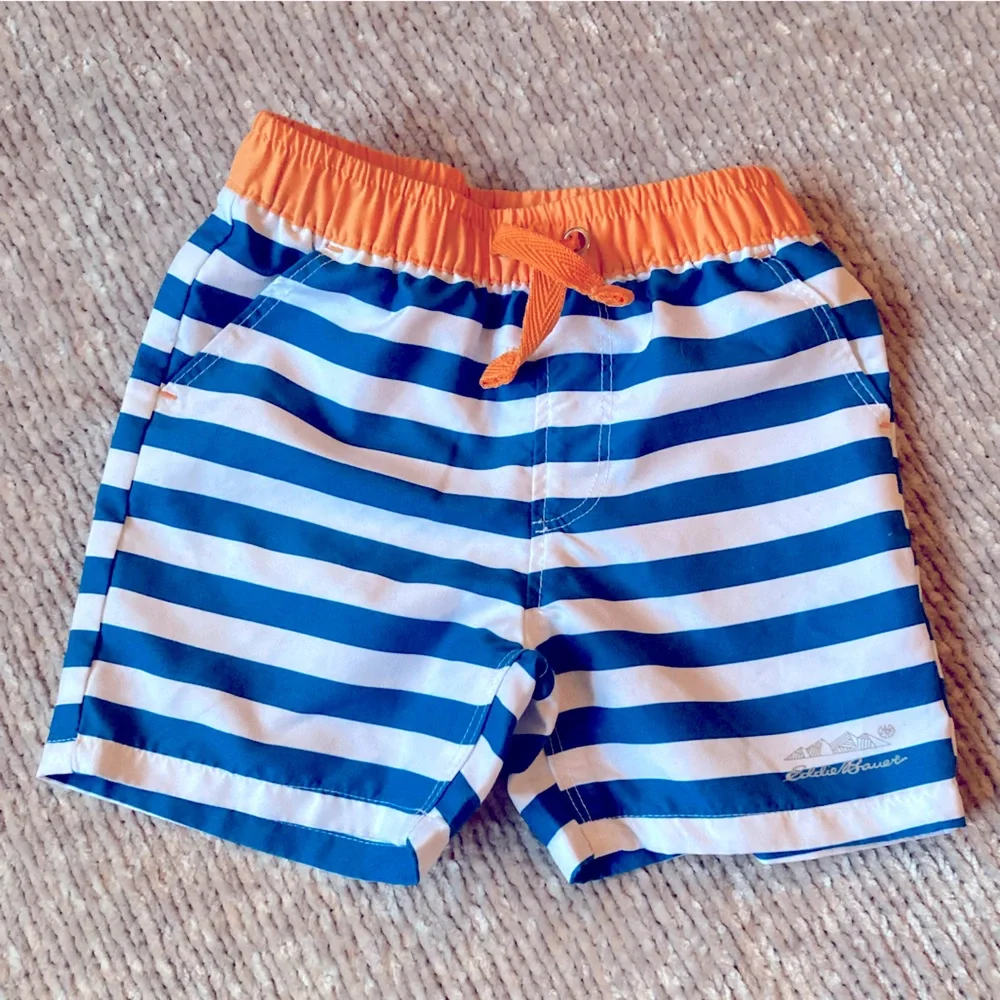 Eddie Bauer Striped Swim Trunks Blue Orange 18 Months‎