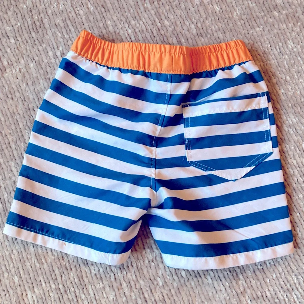 Eddie Bauer Striped Swim Trunks Blue Orange 18 Months‎