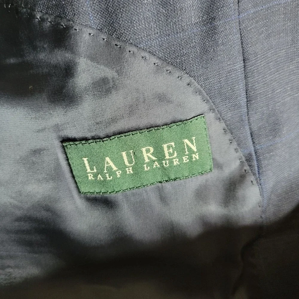 Lauren‎ Ralph Lauren Navy Wool Blazer Classic Tailored Dark Academia 44L