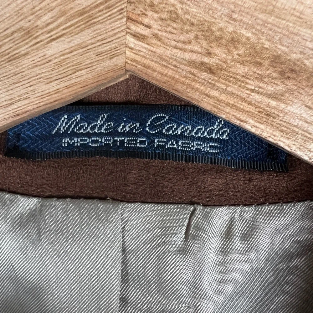 Brandini Men Brown Faux Suede Microfiber‎ Blazer Sport Coat 42L Made in Canada
