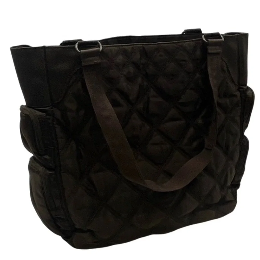 Vintage Eddie Bauer‎ Quilted Tote Bag Womens Large Brown Nylon Puffer Utility