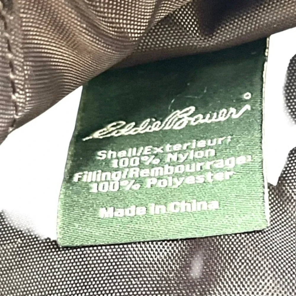 Vintage Eddie Bauer‎ Quilted Tote Bag Womens Large Brown Nylon Puffer Utility