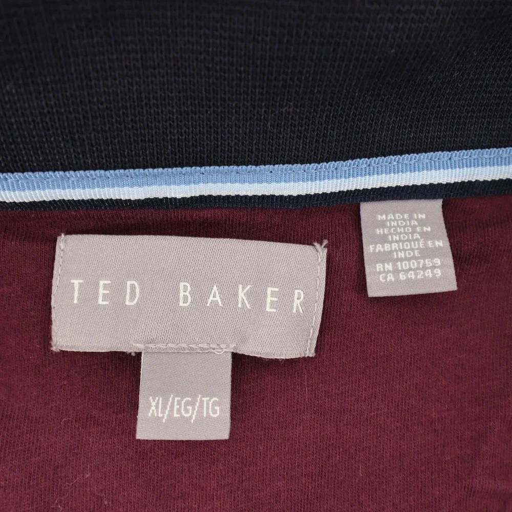 Ted Baker Quarter Zip Pullover Burgundy‎ Textured Mens XL
