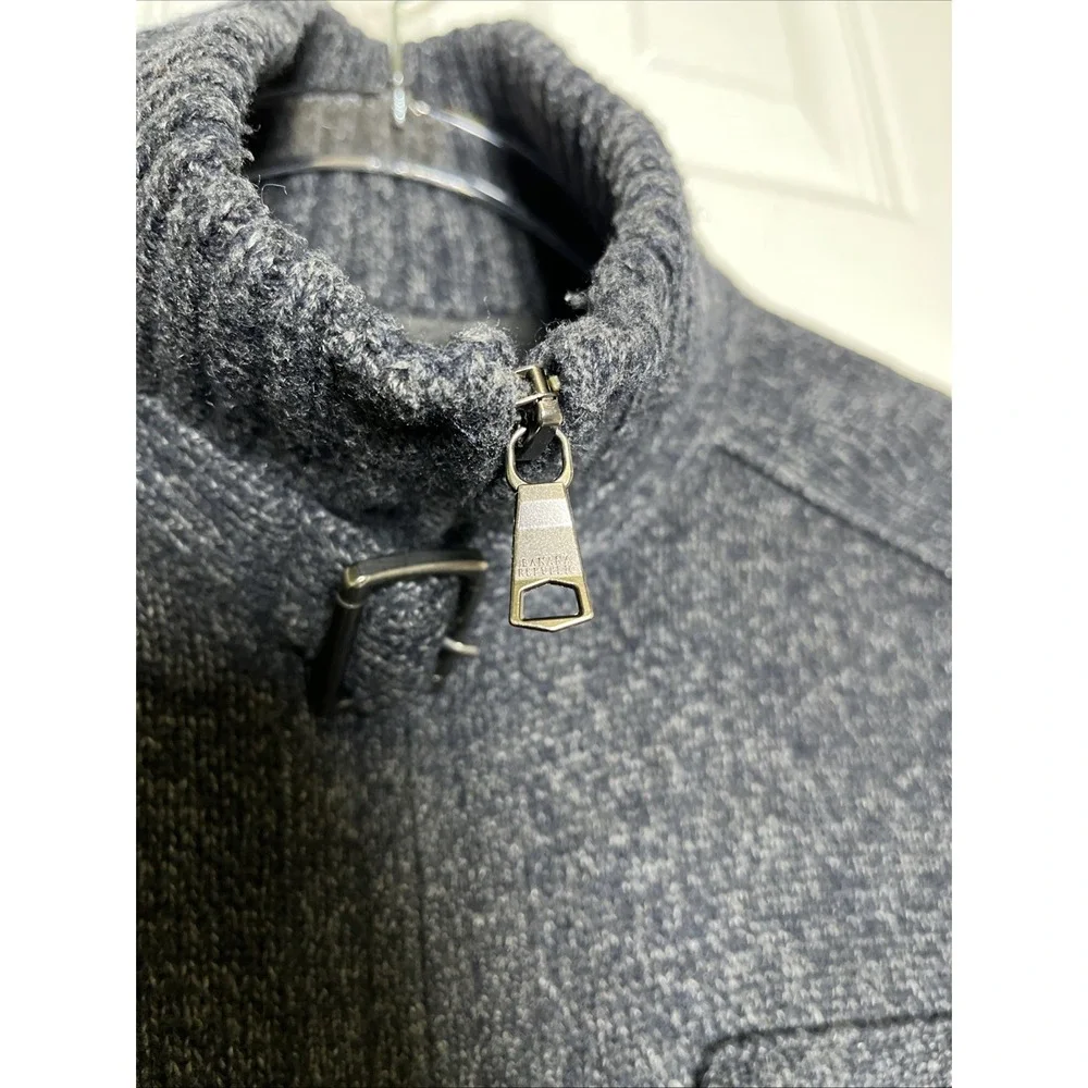 Banana Republic Dark Gray Lambswool Full‎ Zip Buckle Turtleneck Sweater Mens L