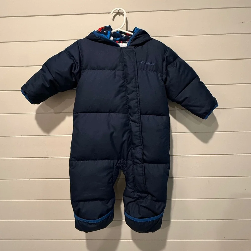 Columbia‎ Infant Navy Blue Down Filled Fleece Lined Puffer Snowsuit 6-12 Months
