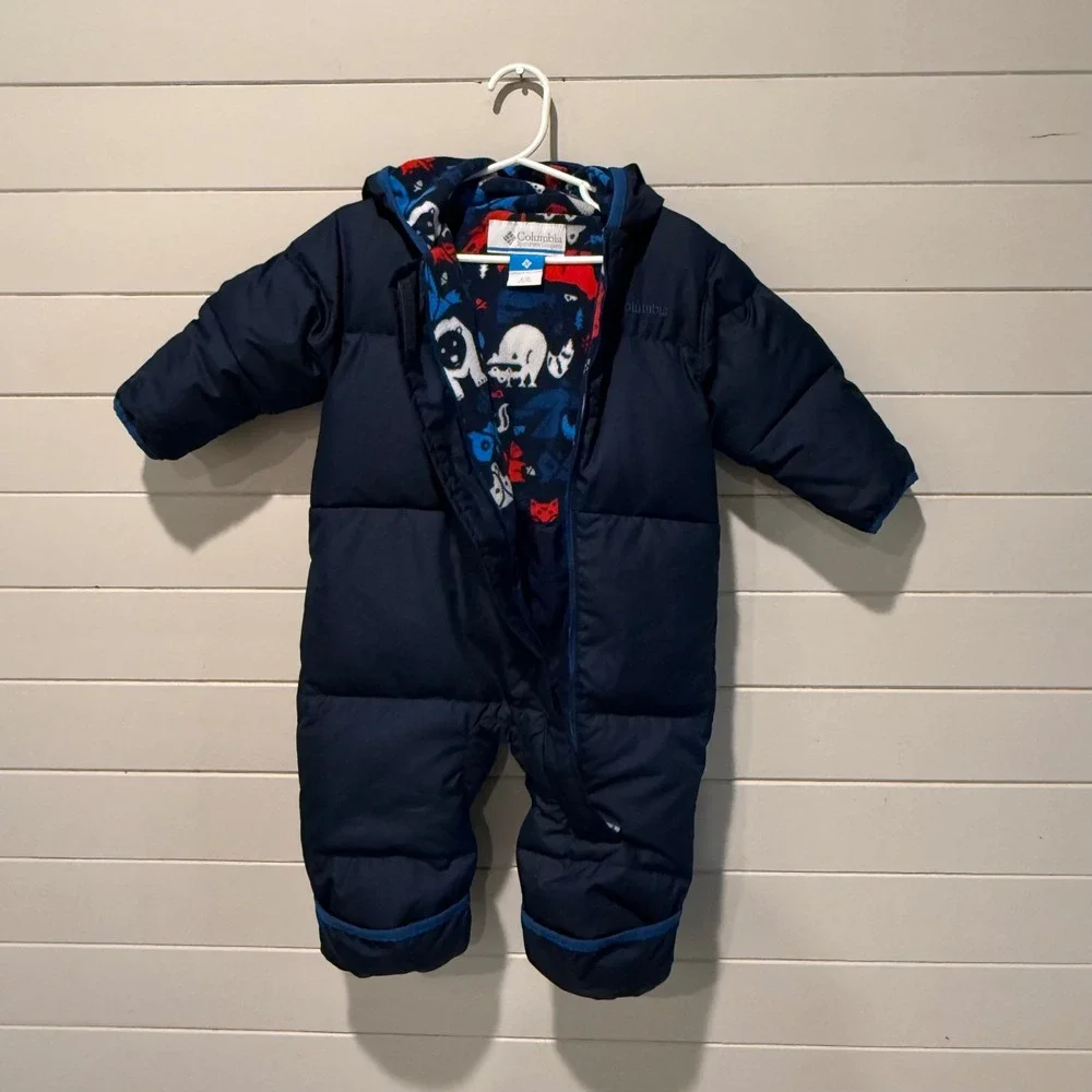 Columbia‎ Infant Navy Blue Down Filled Fleece Lined Puffer Snowsuit 6-12 Months