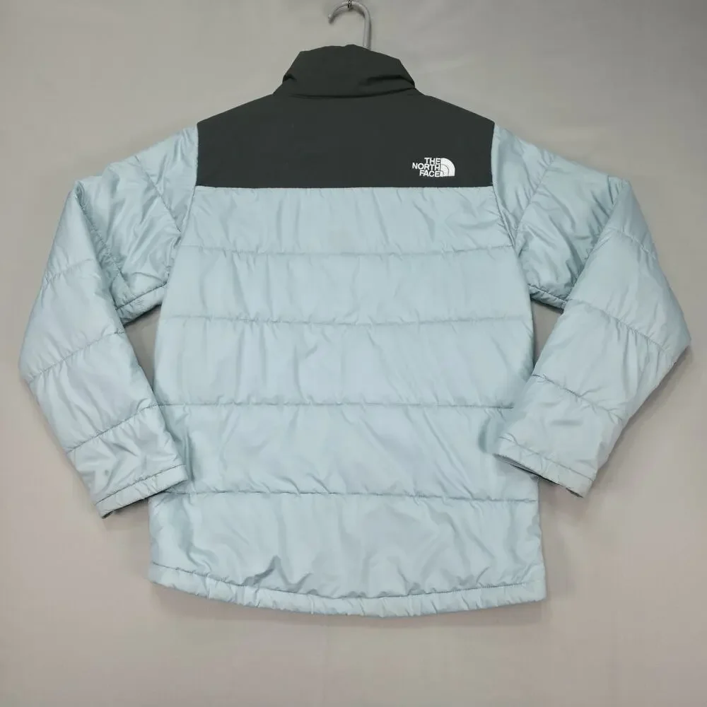 The North Face Youth L/G 14 16 Puffer Jacket Blue Black Insulated Coat