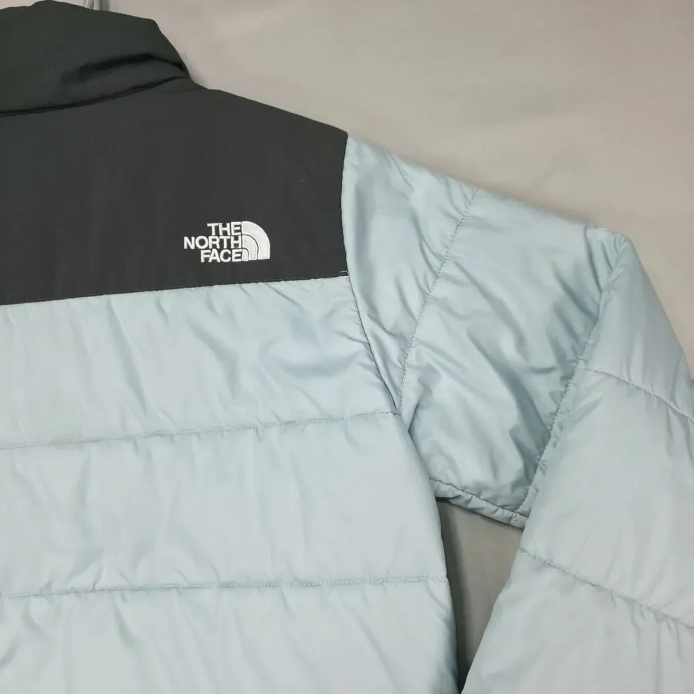The North Face Youth L/G 14 16 Puffer Jacket Blue Black Insulated Coat