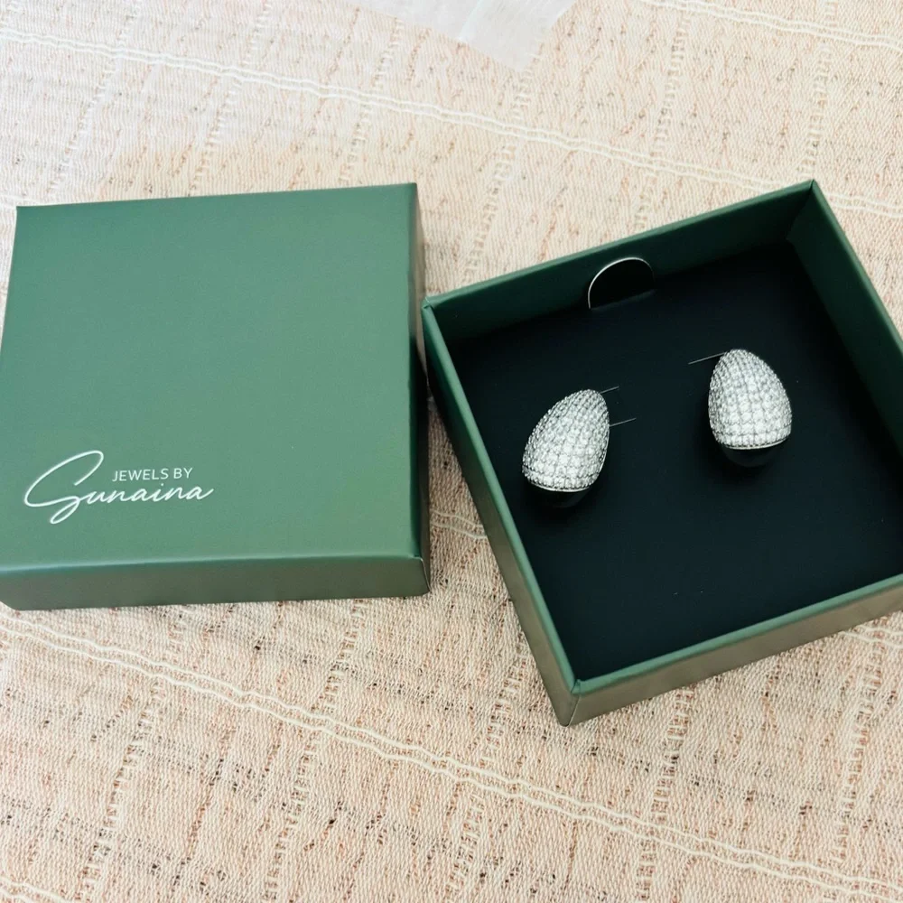 Jewels‎ by Sunaina Silver Pave Teardrop Stud Earrings