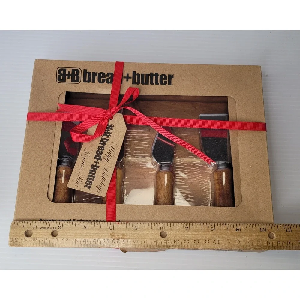 Bread & Butter‎ Acacia Wood Cheese Set Wine Charms & Chalkboard Charcuterie