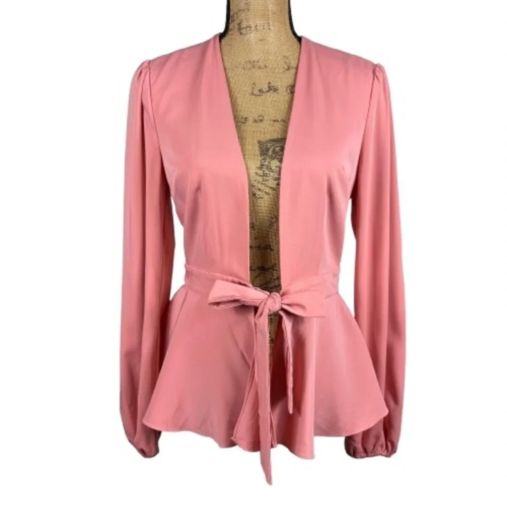 Majorelle Salmon Pink Tie Front Blazer Jacket Peplum Chic Feminine Size Small‎