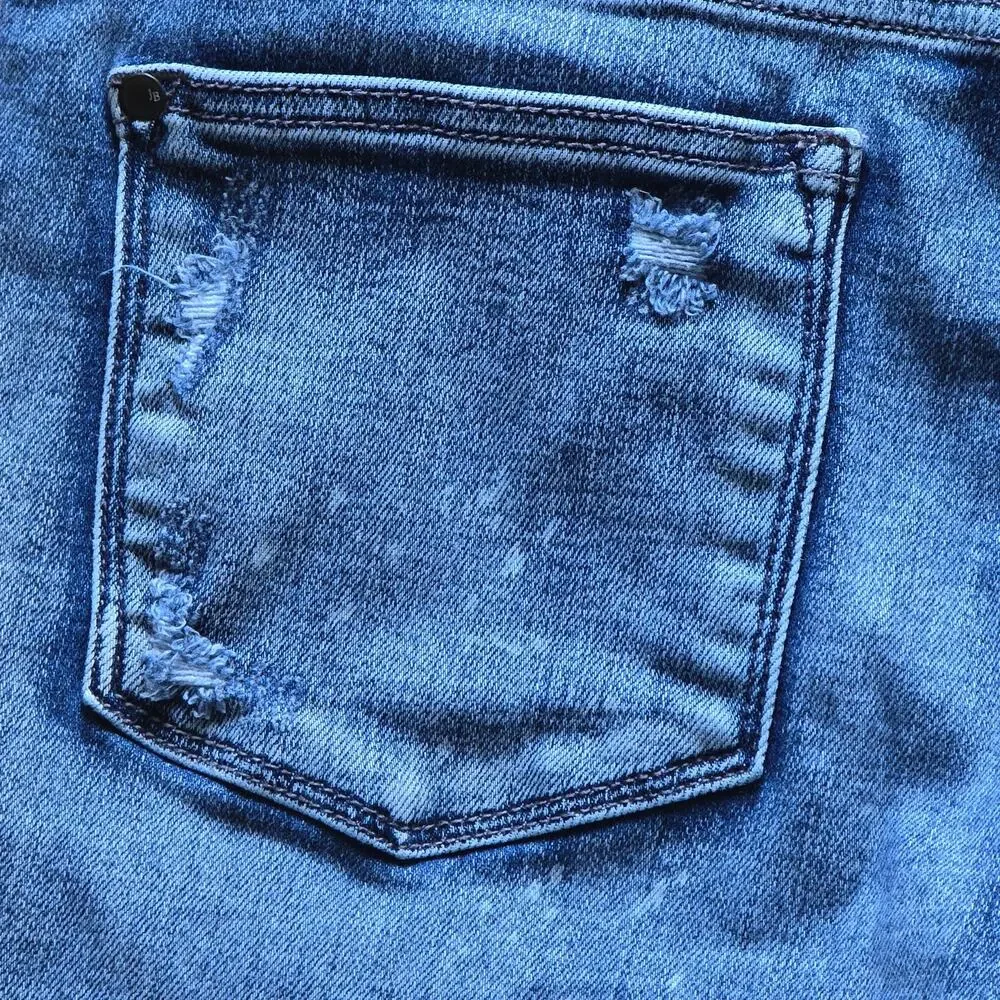 Judy Blue Women's Button Fly Skinny Fit Distressed Raw Hem Jeans, Size 13