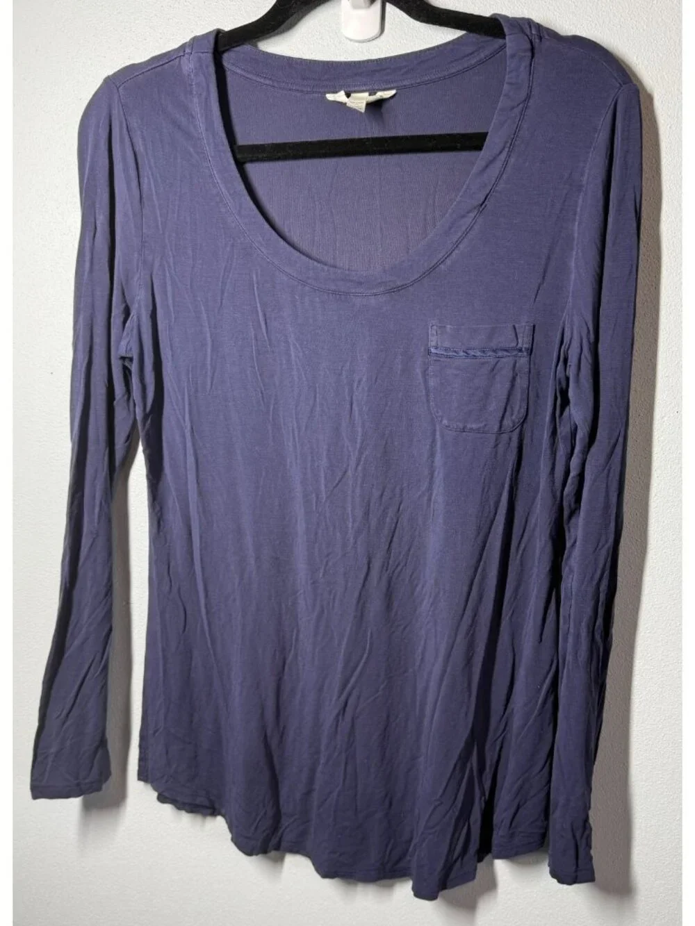 Soma Womens Small Navy Blue Long Sleeve Scoop Neck Sleep Pajama Tee‎ Scoop Neck