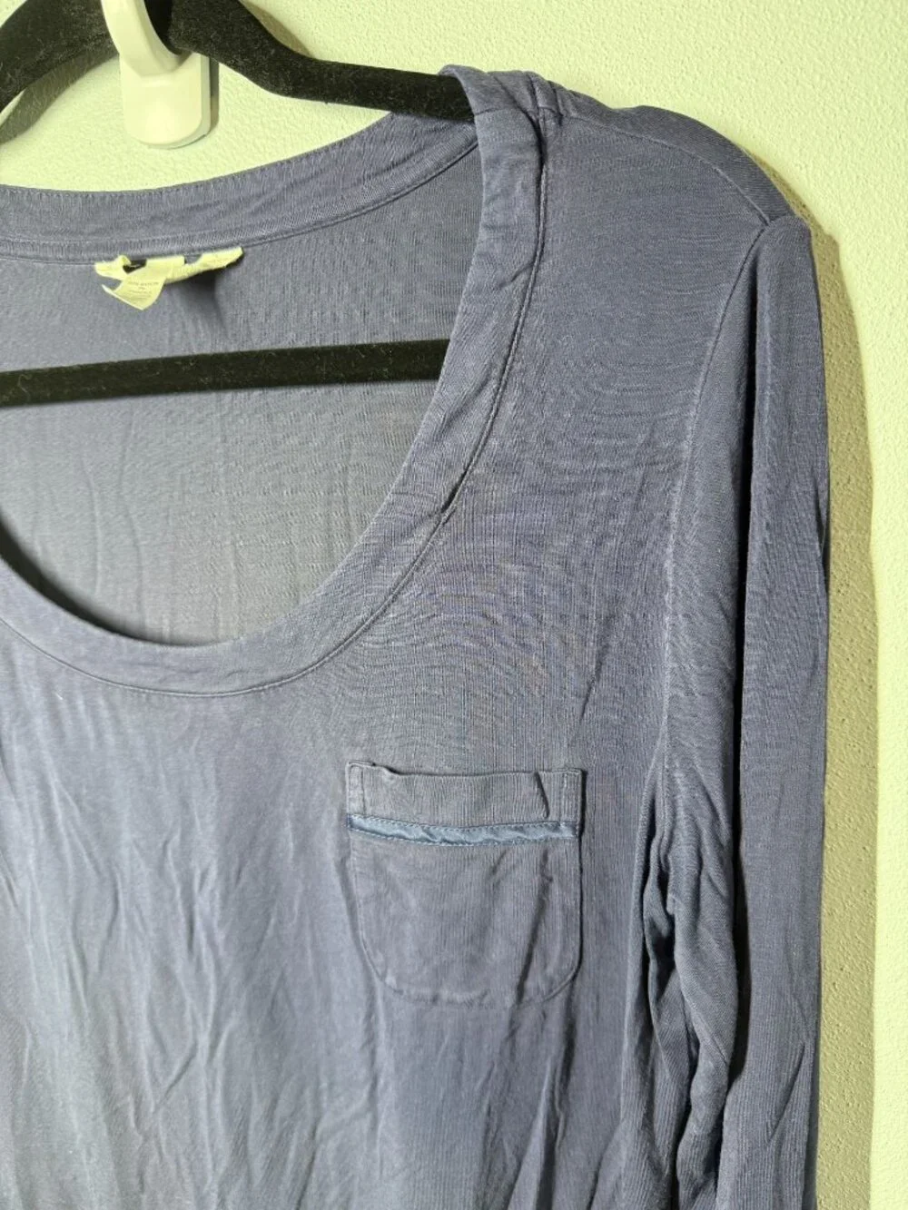 Soma Womens Small Navy Blue Long Sleeve Scoop Neck Sleep Pajama Tee‎ Scoop Neck