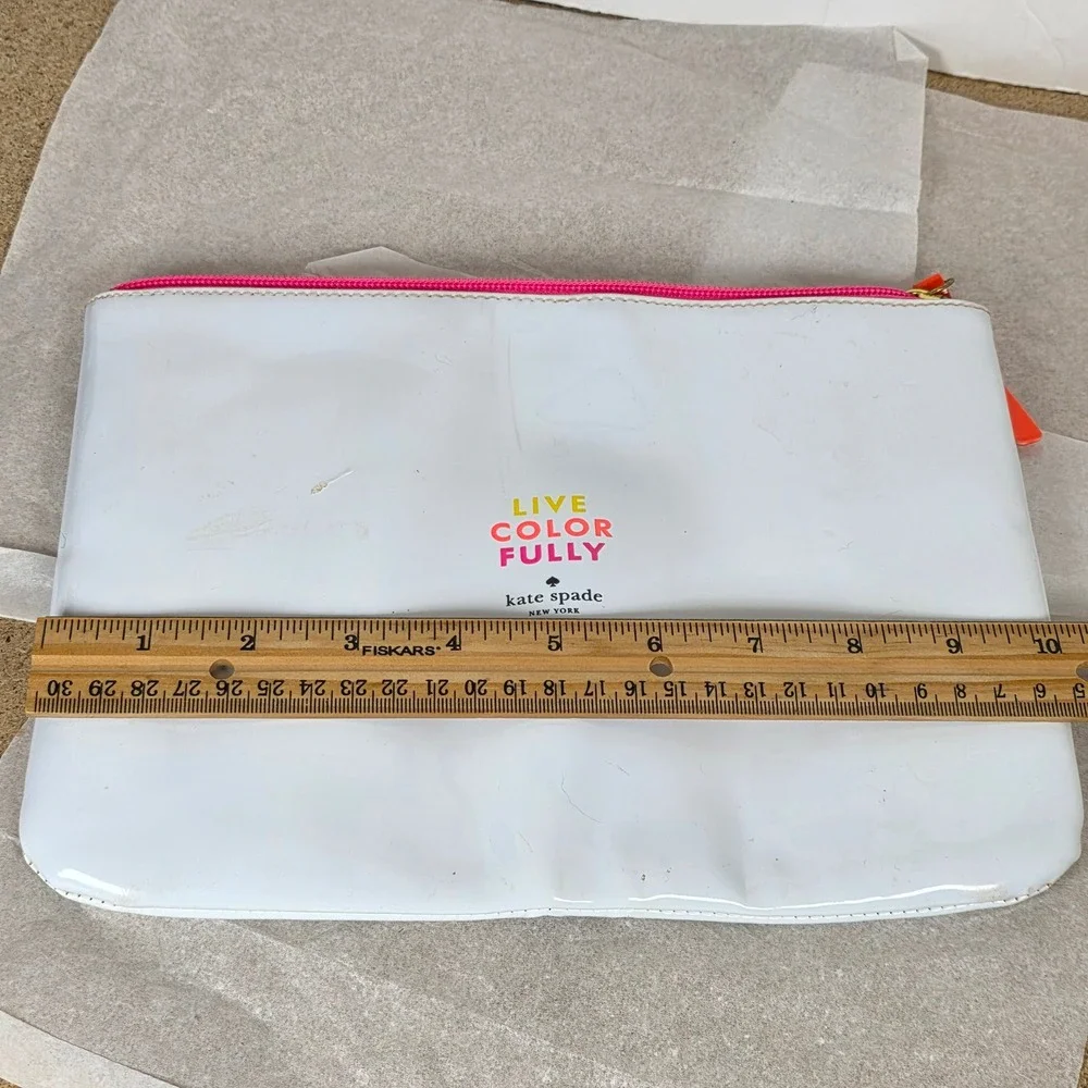 Kate Spade New York Live Color Fully‎ White Patent Vinyl Pouch Cosmetic Bag 10x7