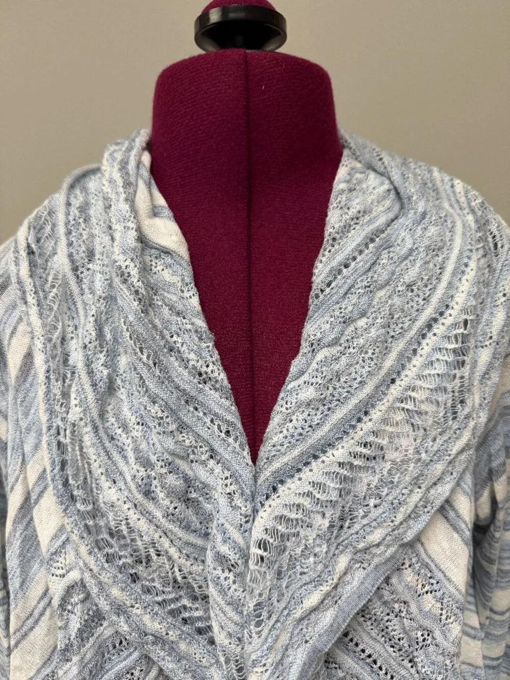 Knitted & Knotted Cotton Crochet Lightweight Wrap Sweater Size M