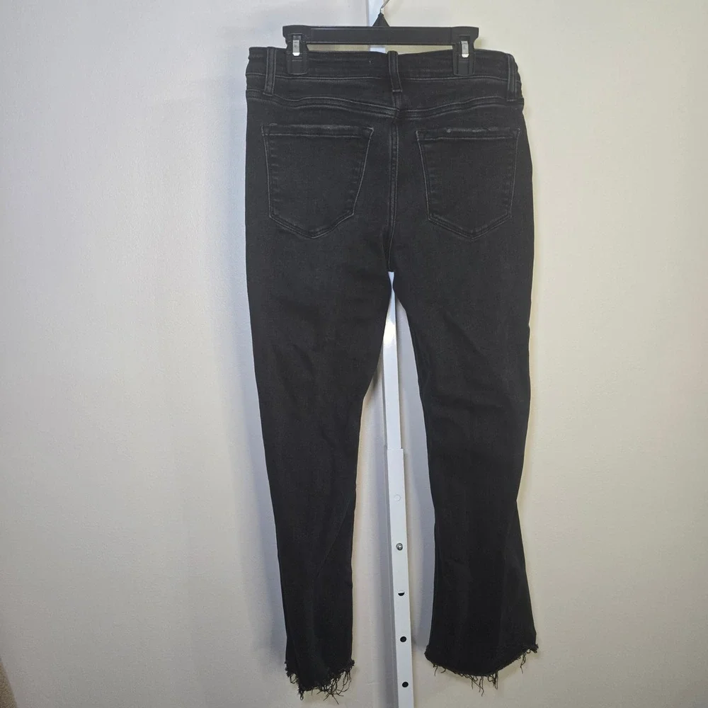 Flying Monkey Womens Black Denim High Rise‎ Cropped Frayed Hem Jeans Size 28