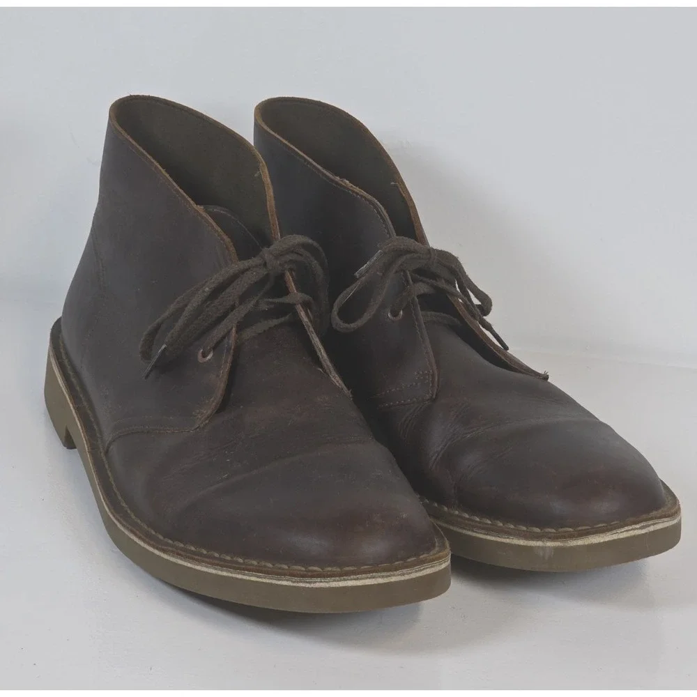 Clarks Mens Sz 13 W Bushacre 2 Brown Leather Chukka Ankle Boots Classic Everyday
