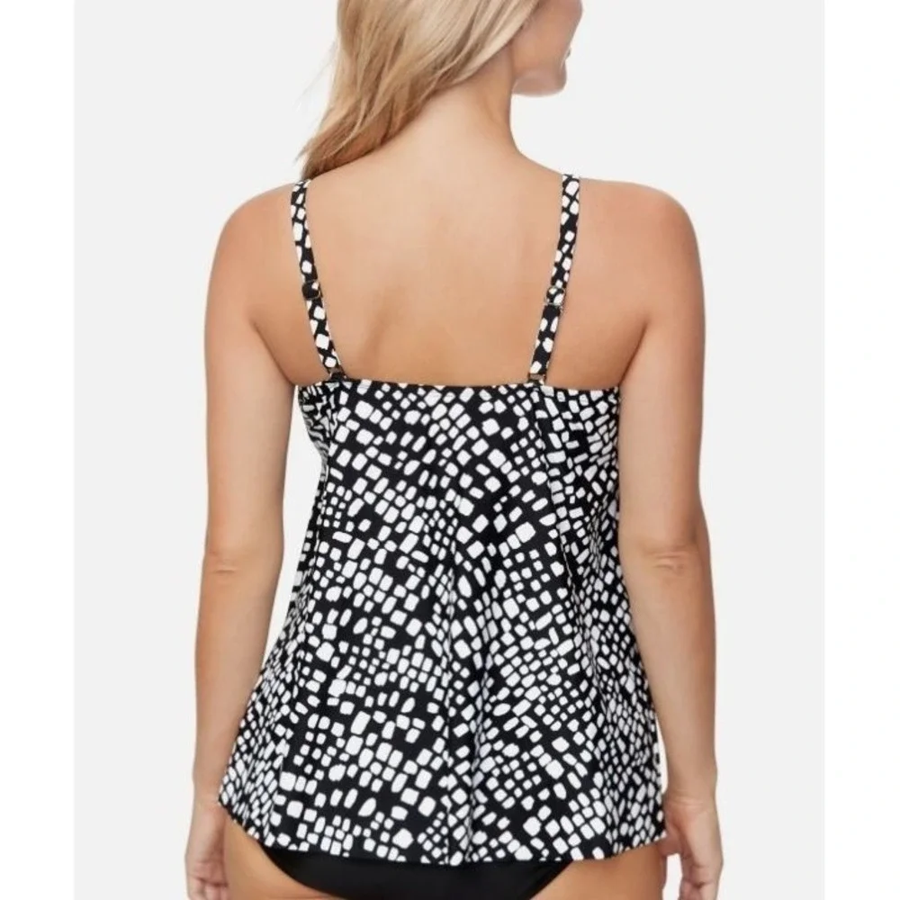 Island‎ Escape Women's Capetown Underwire Tankini Top Black & White Size 8