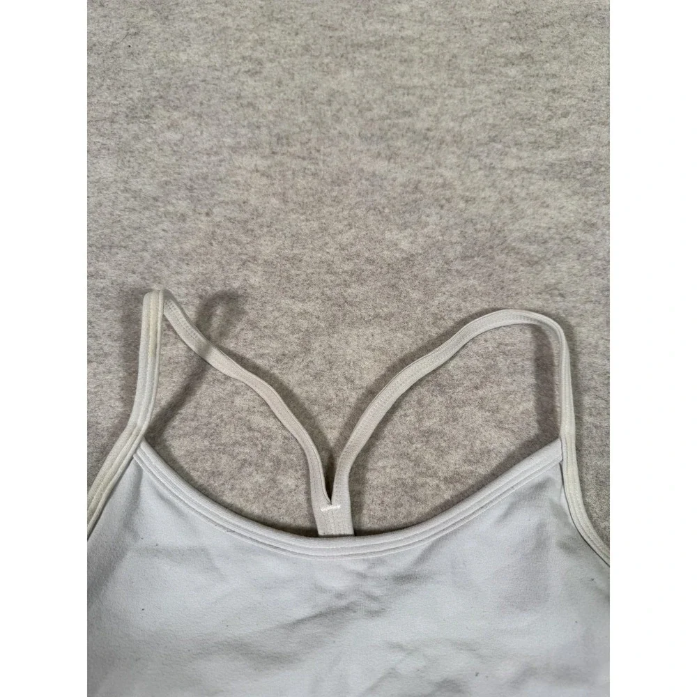 Lululemon Sports Bra Womens 4 Gray Lined Racerback Mesh Yoga Athletic Gym