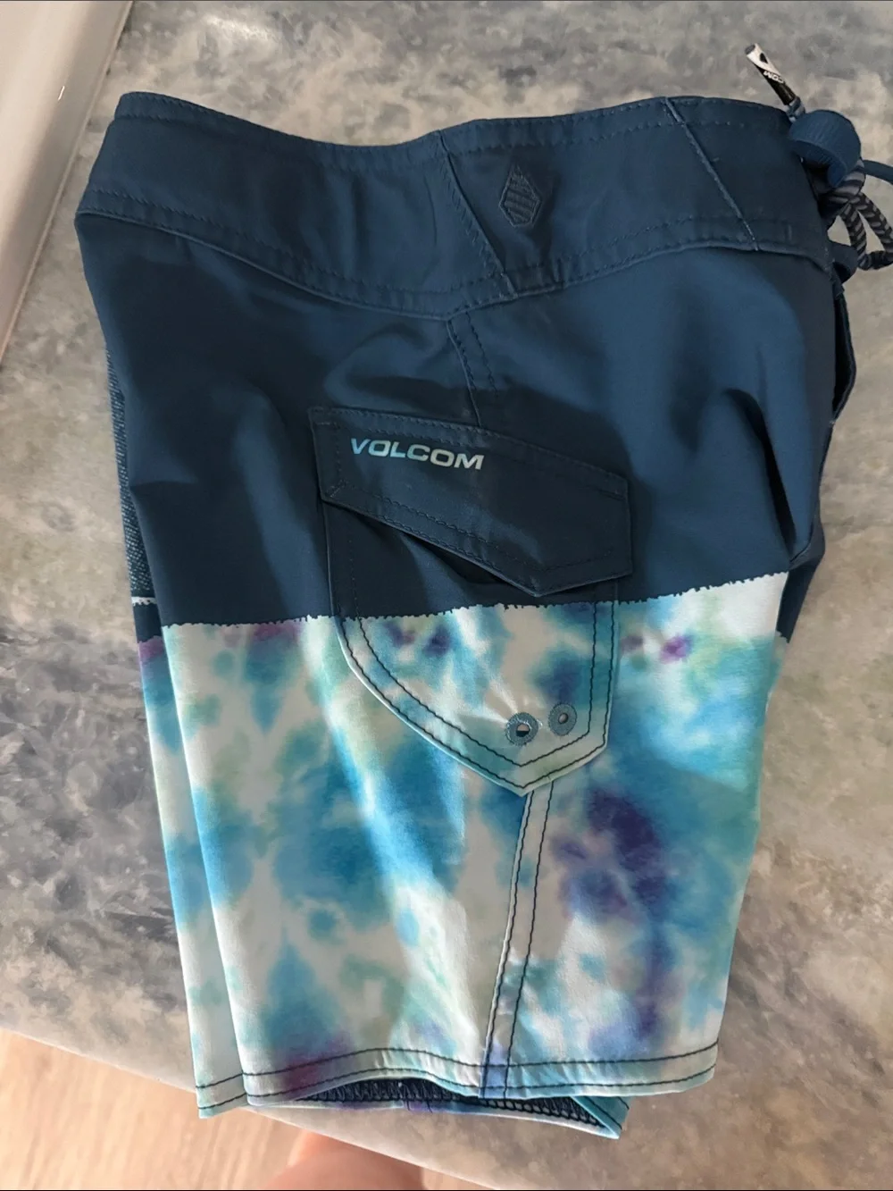 Volcom Navy and Aqua Tie-Dye Boys Boardshorts