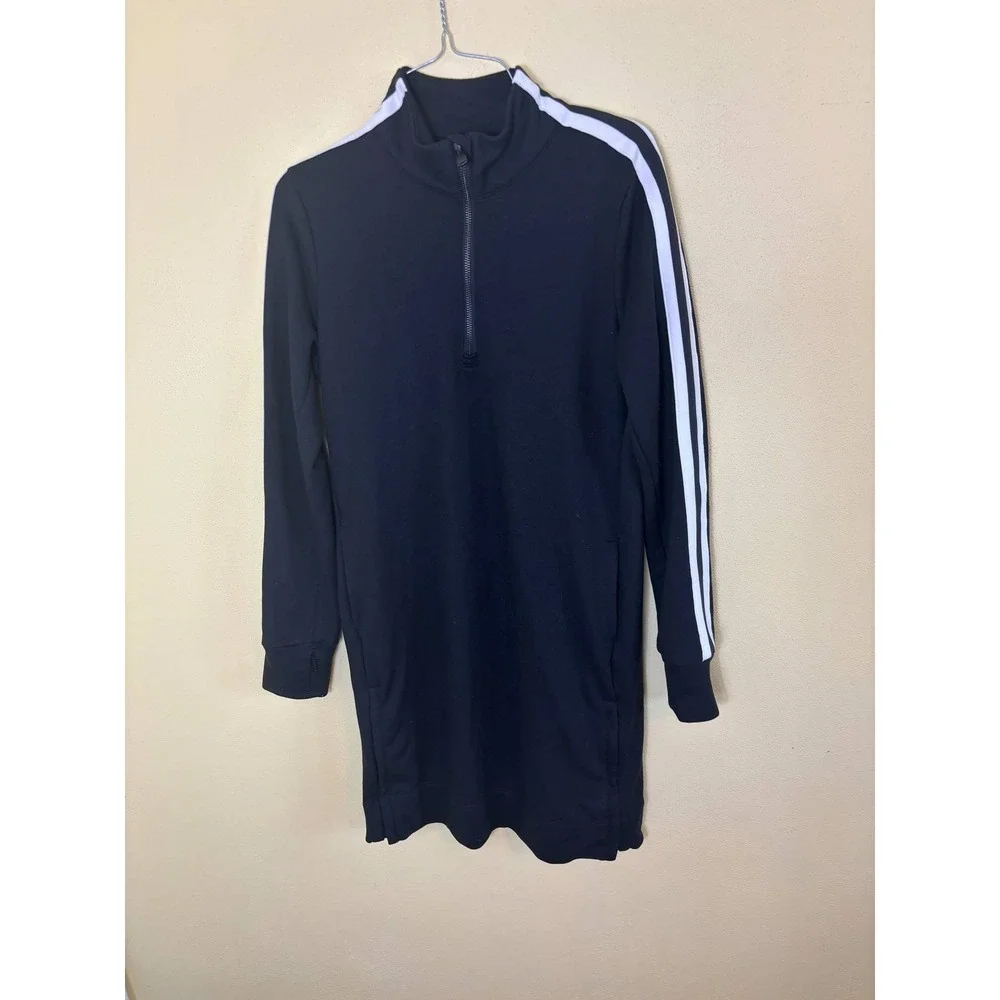 Athleta Circa‎ Track Sweatshirt Dress Small Back Quarter Zip With Pockets