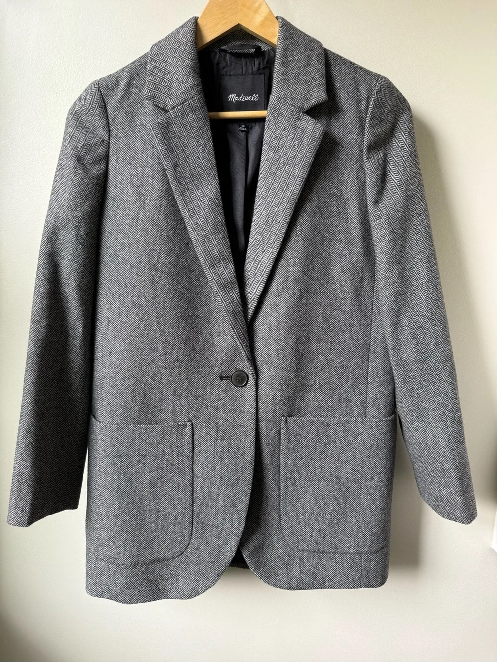MADEWELL Larsen Blazer Herringbone Preppy Academia Classic Oversized‎ Wool XS