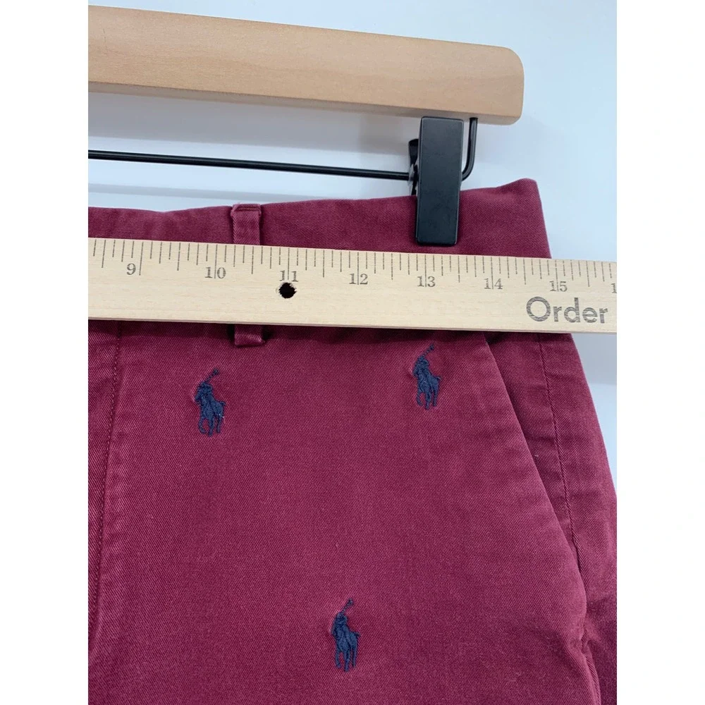 Polo Ralph Lauren Shorts Mens 29 Burgundy All Over Pony Stretch Classic Chino