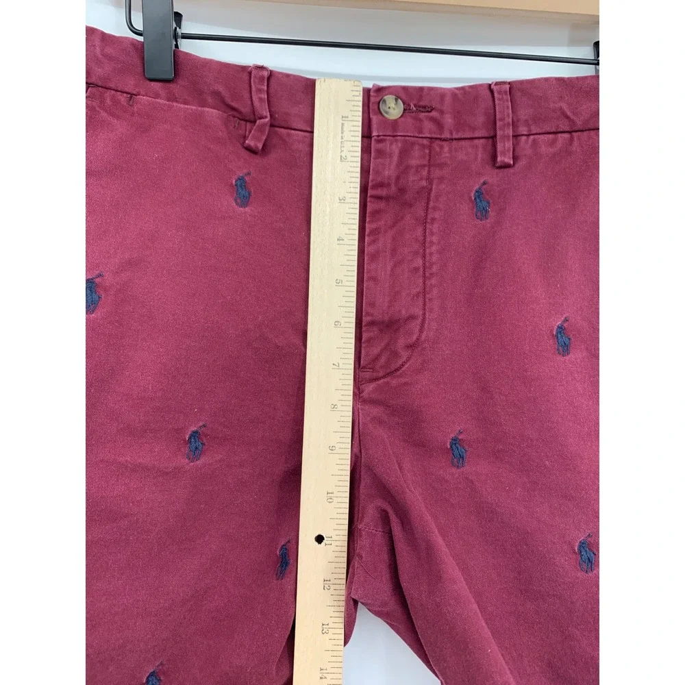 Polo Ralph Lauren Shorts Mens 29 Burgundy All Over Pony Stretch Classic Chino
