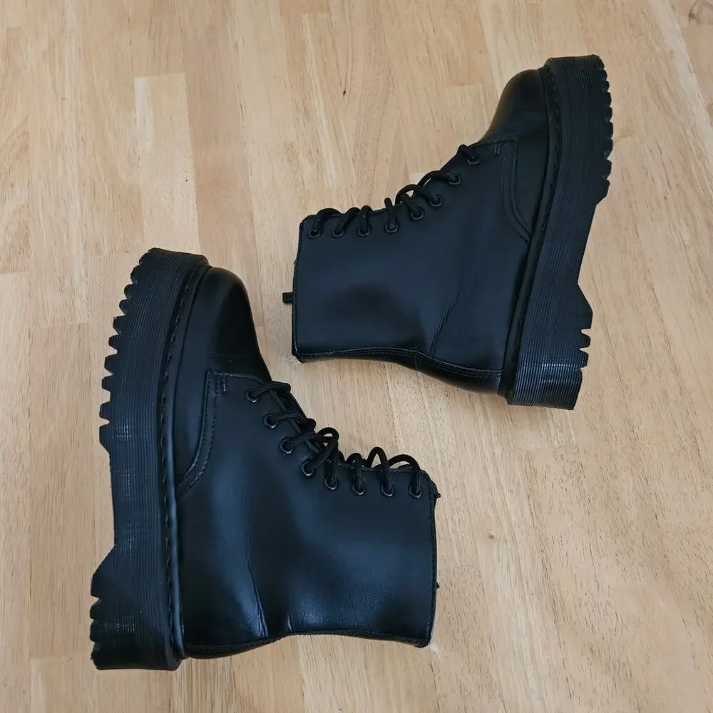 Dr. Martens Vegan Jadon II Mono Platform Boots Black Sz 7M FLAW