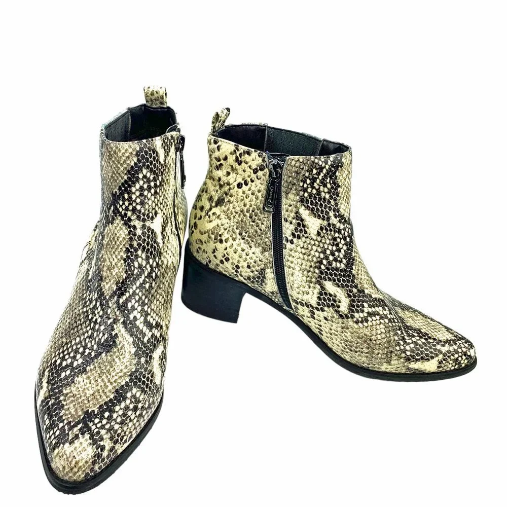 BLONDO Elvina Snakeskin Embossed Leather Waterproof Zip‎ Booties