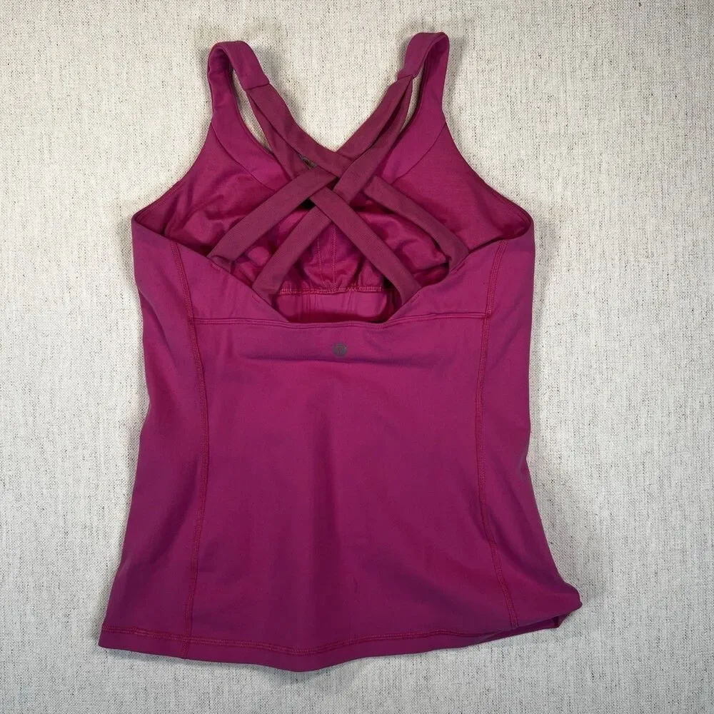 Lululemon Pink Compassion Athletic Yoga Training Tank w/ built in Sports Bra
