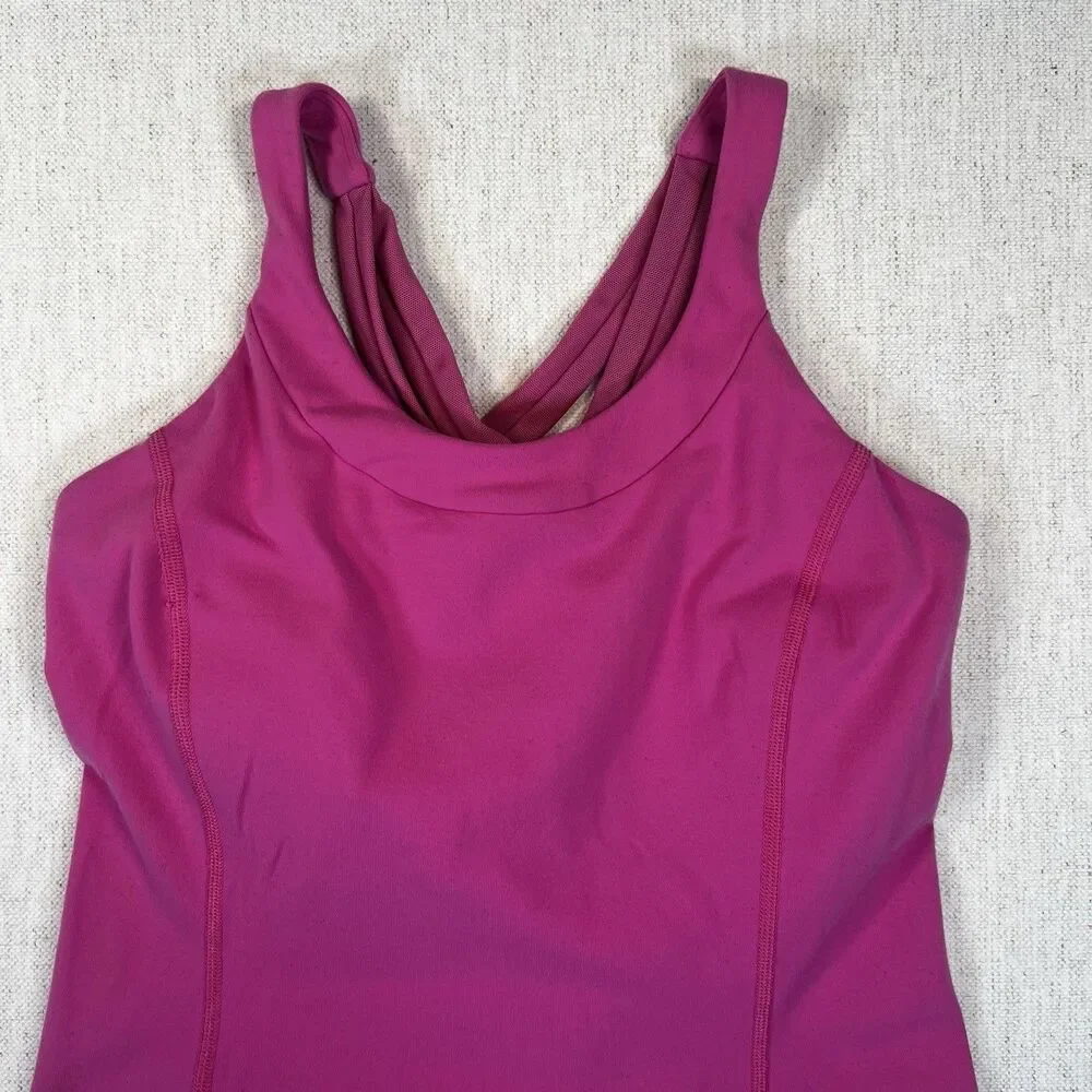 Lululemon Pink Compassion Athletic Yoga Training Tank w/ built in Sports Bra