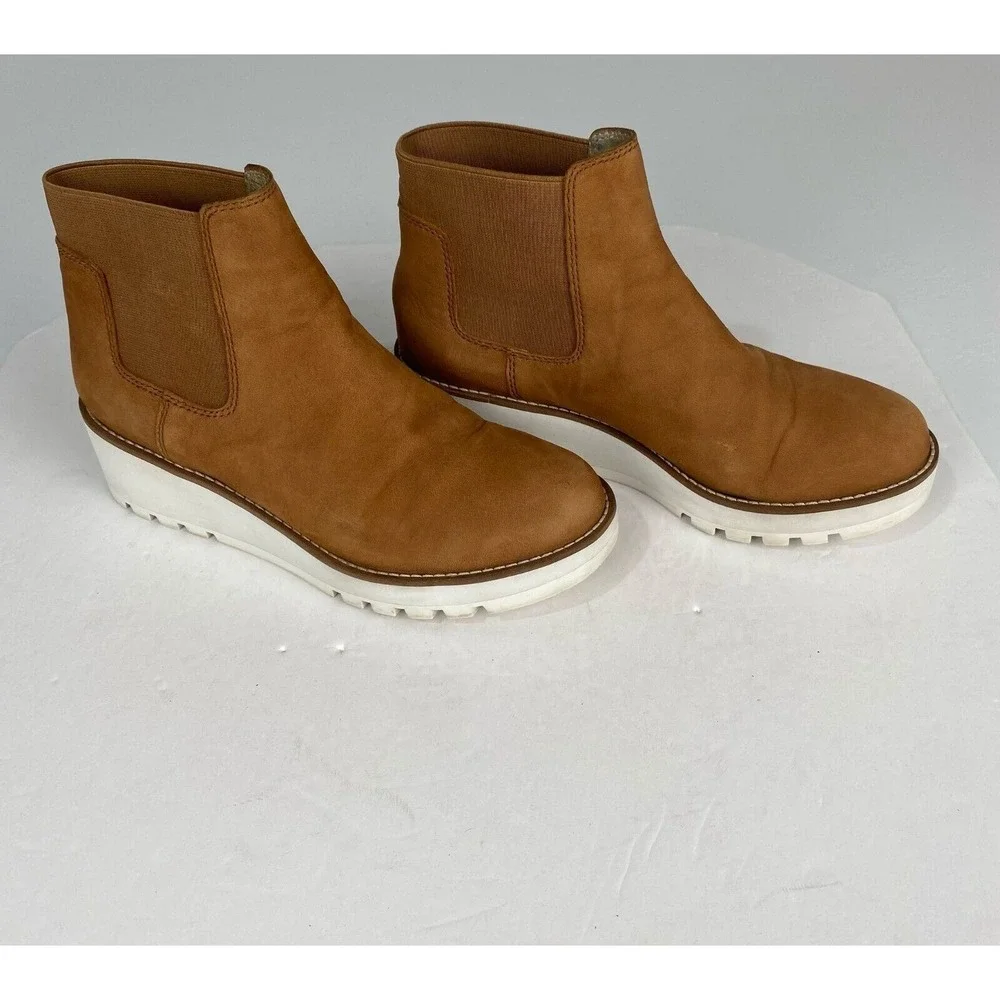 Eileen Fisher Shoes Womens Size 6.5 Brown Suede‎ Wedge Heel Booties.Platform