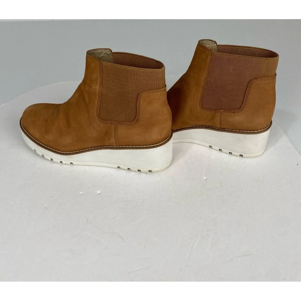 Eileen Fisher Shoes Womens Size 6.5 Brown Suede‎ Wedge Heel Booties.Platform