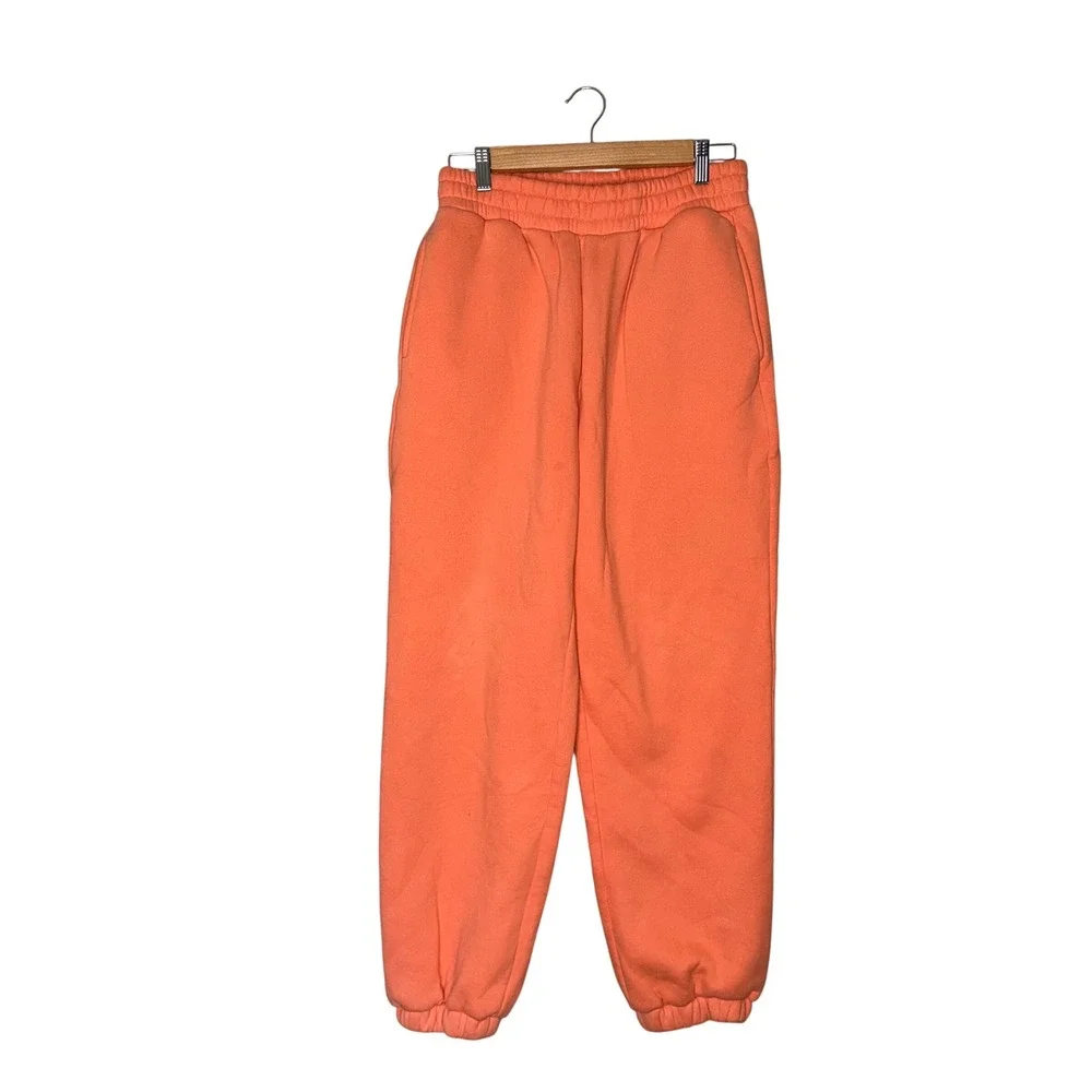 Comfrt Sweatpants Womens Medium Orange Excellent Fleece Joggers Loungewear