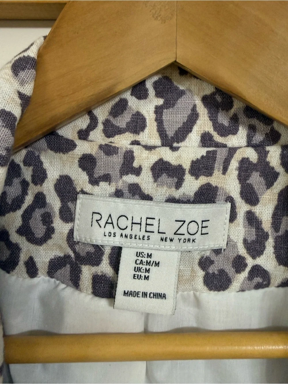 Rachel Zoe Linen Blend Leopard-Print Blazer in White, Lavender and Taupe