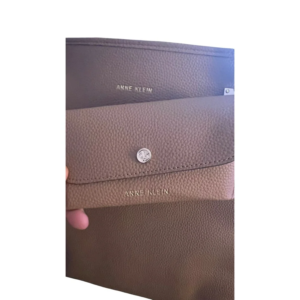 Anne Klein Tote Bag Large Tan Espresso Double Compartment NWT Luxury Work Bag