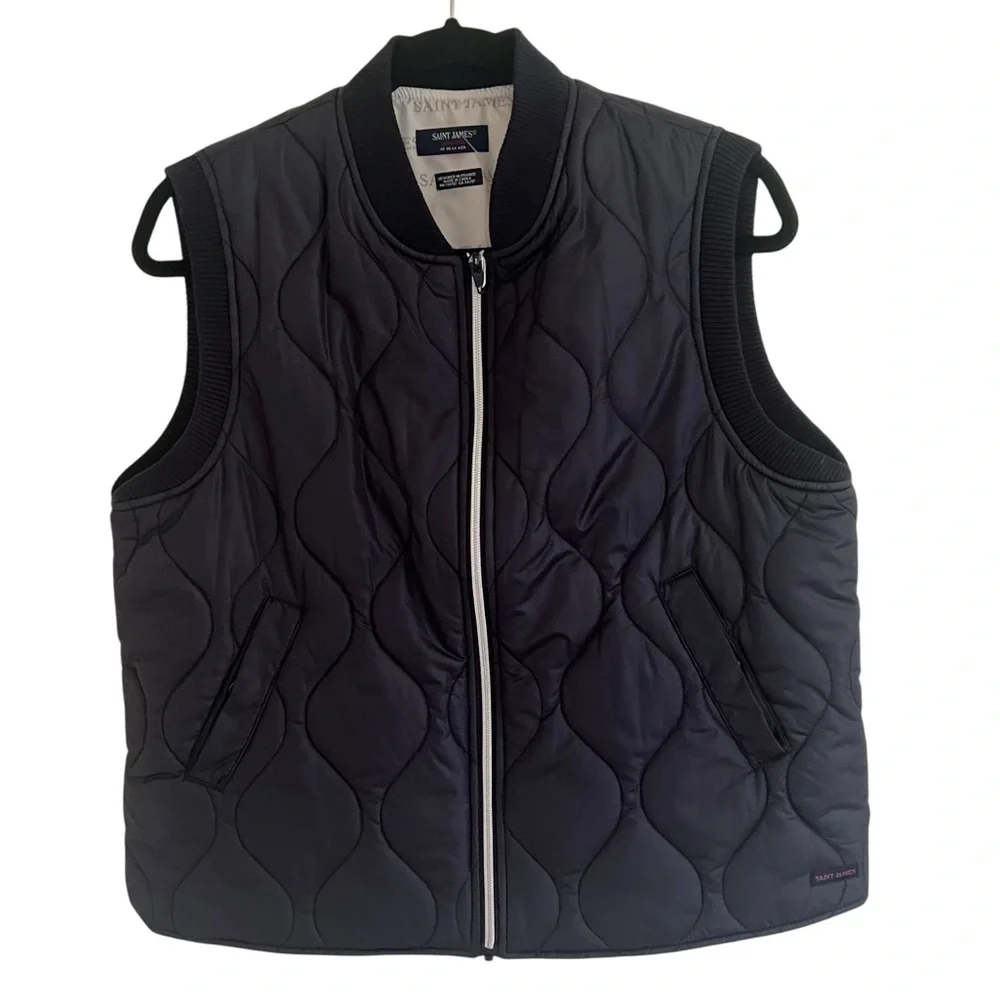 Saint James Maelie Navy Blue Quilted Vest NWT Size FR 40