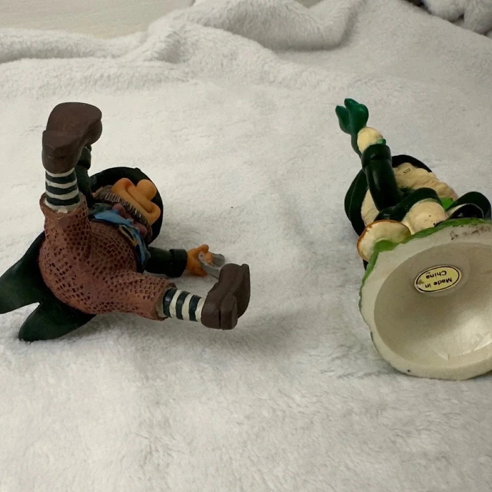 Leprechaun Figurine Set 2pc Green St Patricks Day Excellent‎ Lucky Decor China
