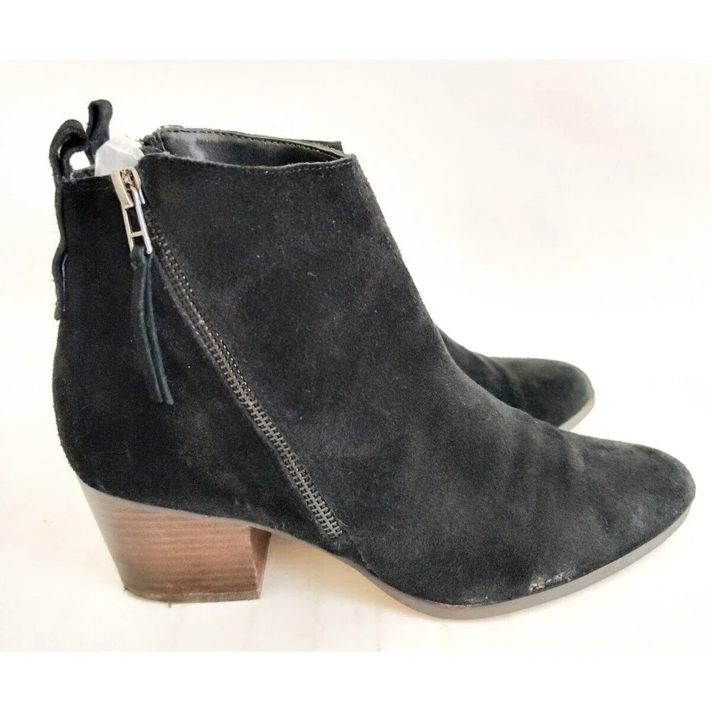 Sole Society Suede Black Ankle Boots Bootie Side Zip Size 9.5‎ Womens Preppy