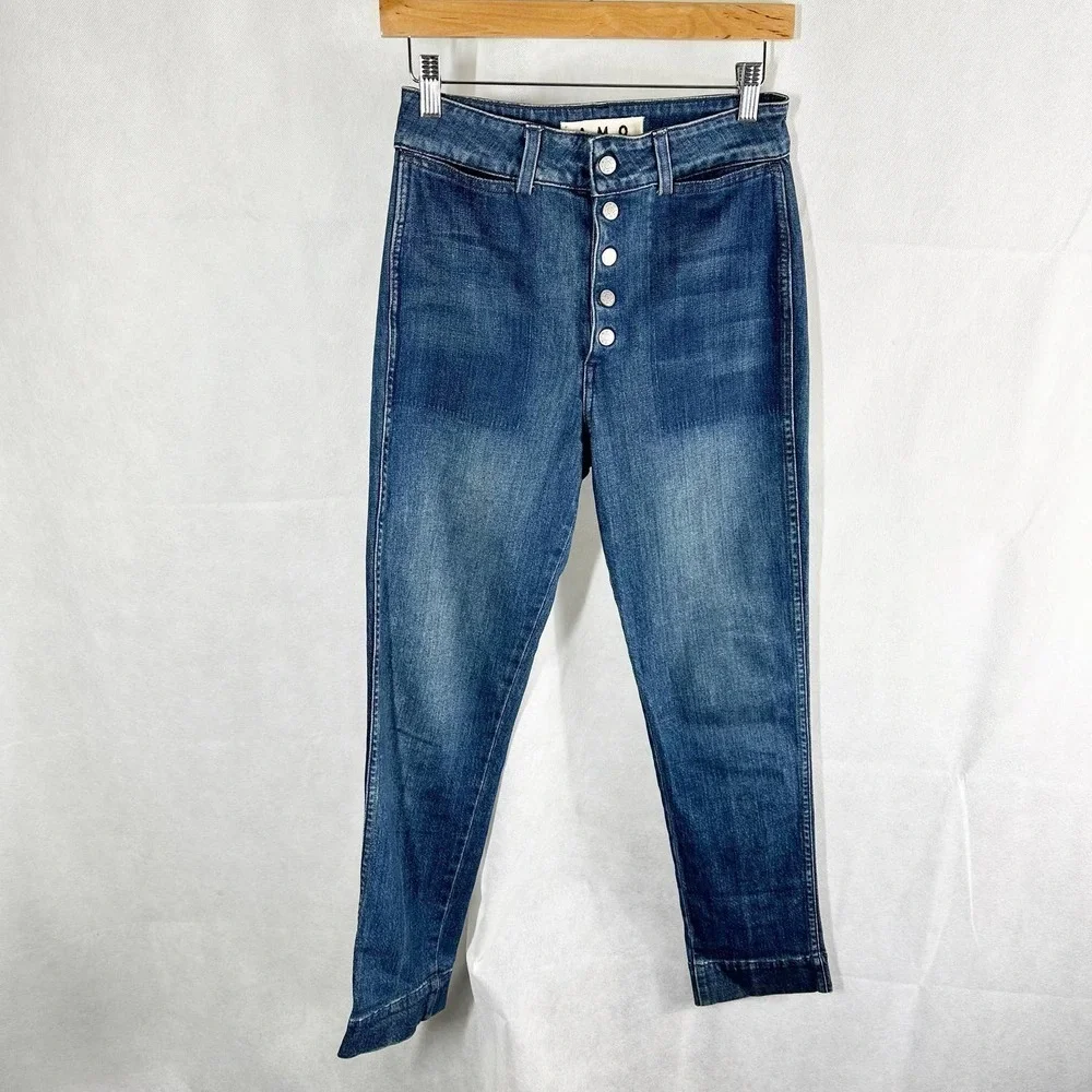 AMO Audrey with Snaps High Rise Denim Jeans in Shadow Play Size 26