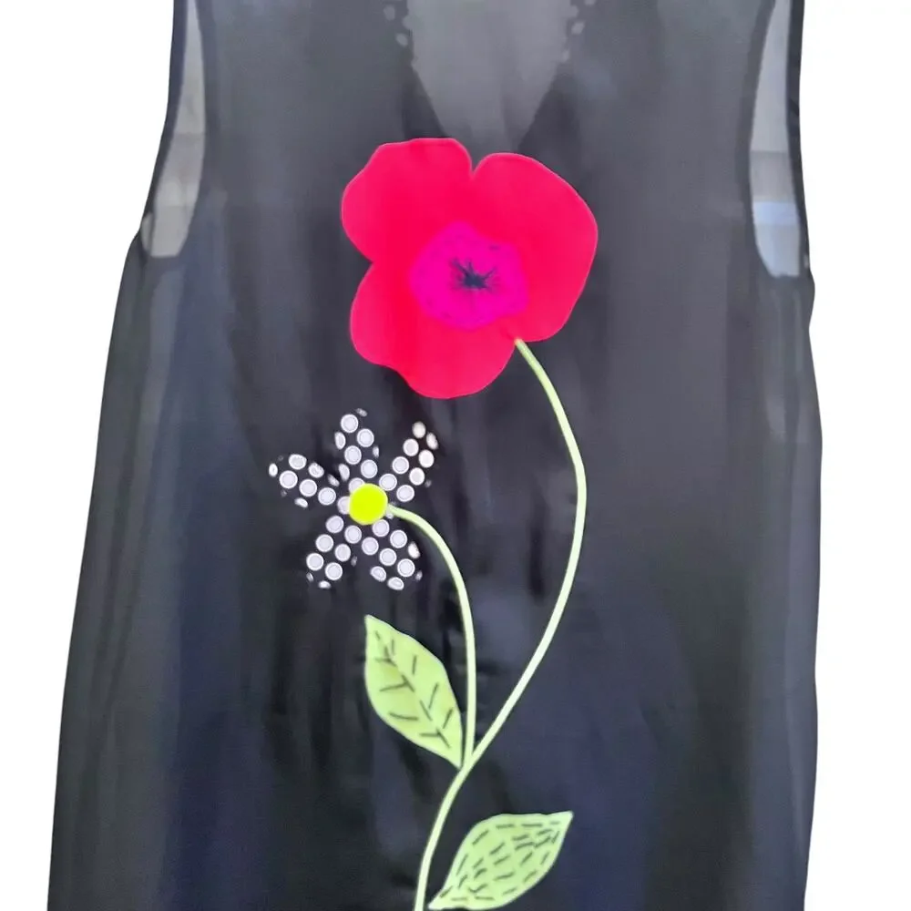 Gottex Black Sheer Sleeveless Bathing Suit Cover Up Tunic size M/ L