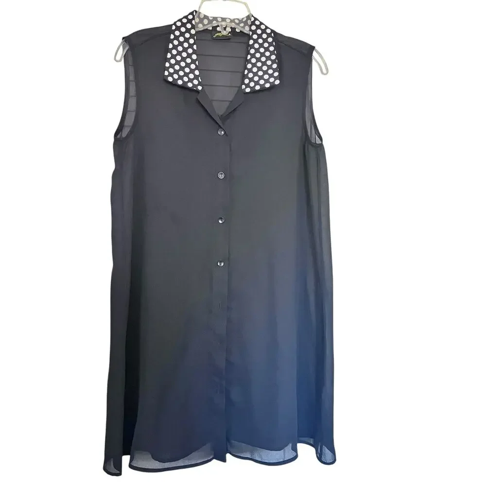 Gottex Black Sheer Sleeveless Bathing Suit Cover Up Tunic size M/ L
