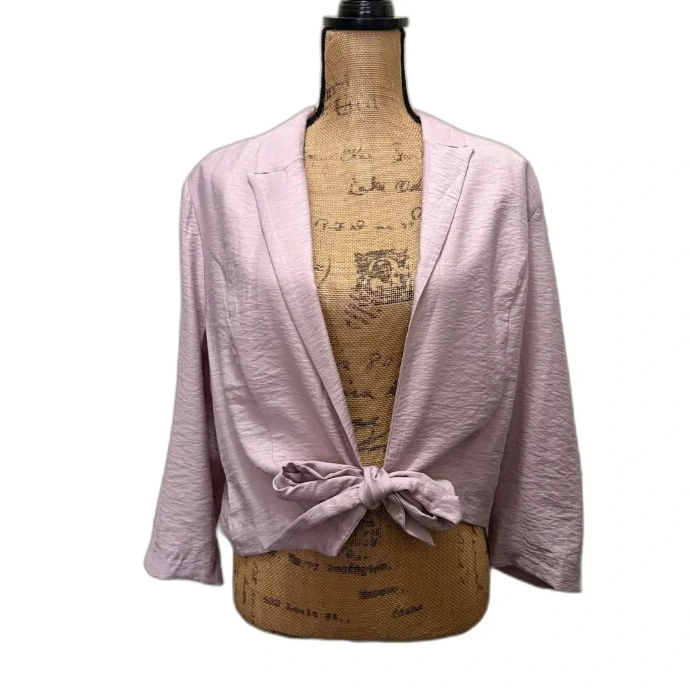 NWT Vince Camuto Tie Front Cropped Blazer Lilac Purple Pastel Office Size Large