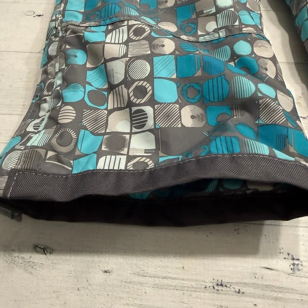 Kamik girls blue and grey‎ patterned snow pants snow bibs size 8