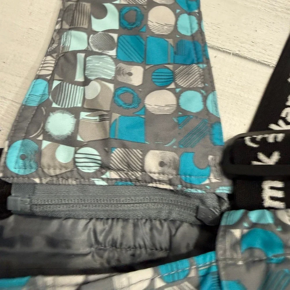 Kamik girls blue and grey‎ patterned snow pants snow bibs size 8